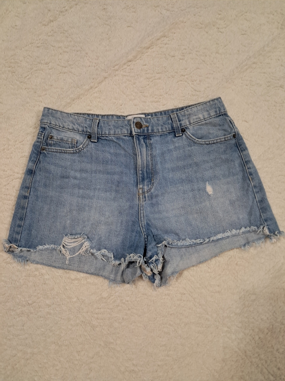 True Craft Light Blue Distressed Denim Shorts